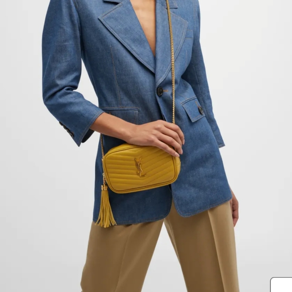 Saint Laurent Lou Mini YSL Grain de Poudre Camera Crossbody Bag